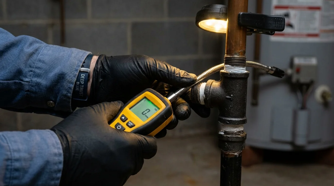 Gas leak detection with electronic sniffer by Johns Plumbing LLC in Cabin John